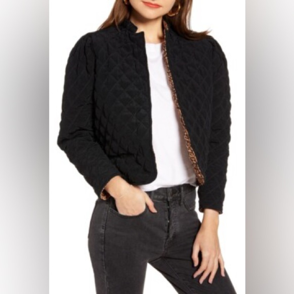 Leopard Quilted Print Women's Jacket - Picture 3 of 10